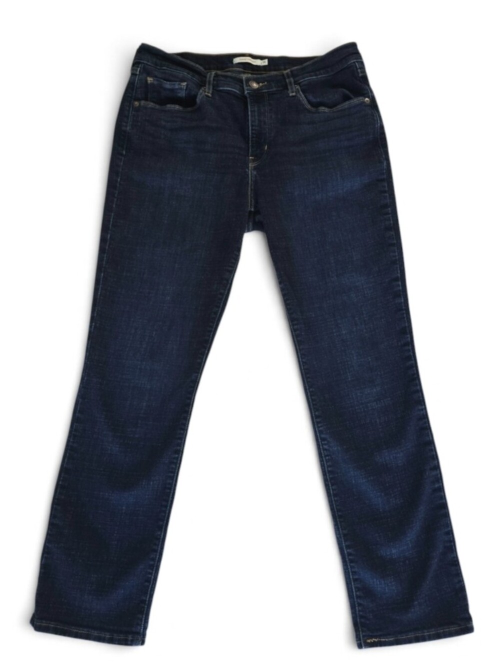 Women's Levi's Classic Straight Leg Jeans Size 14 Dark Blue Denim W32 L30 Casual